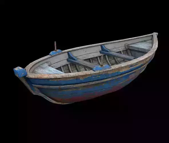 wooden boat Low-poly 3D model