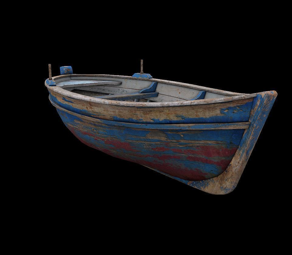 wooden boat Low-poly 3D model_3