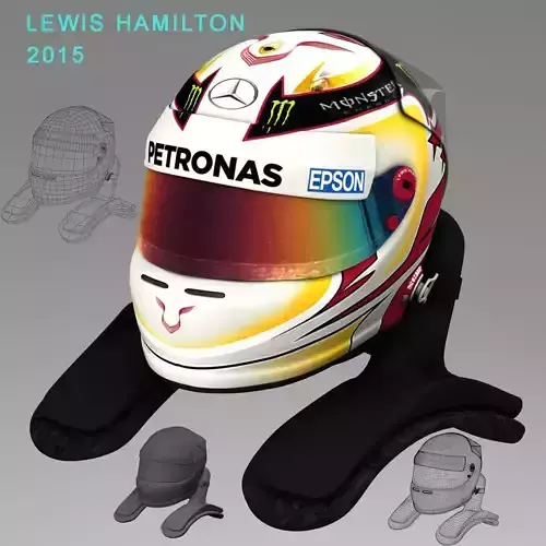 Lewis Hamilton Helmet 2015 Low-poly 3D model