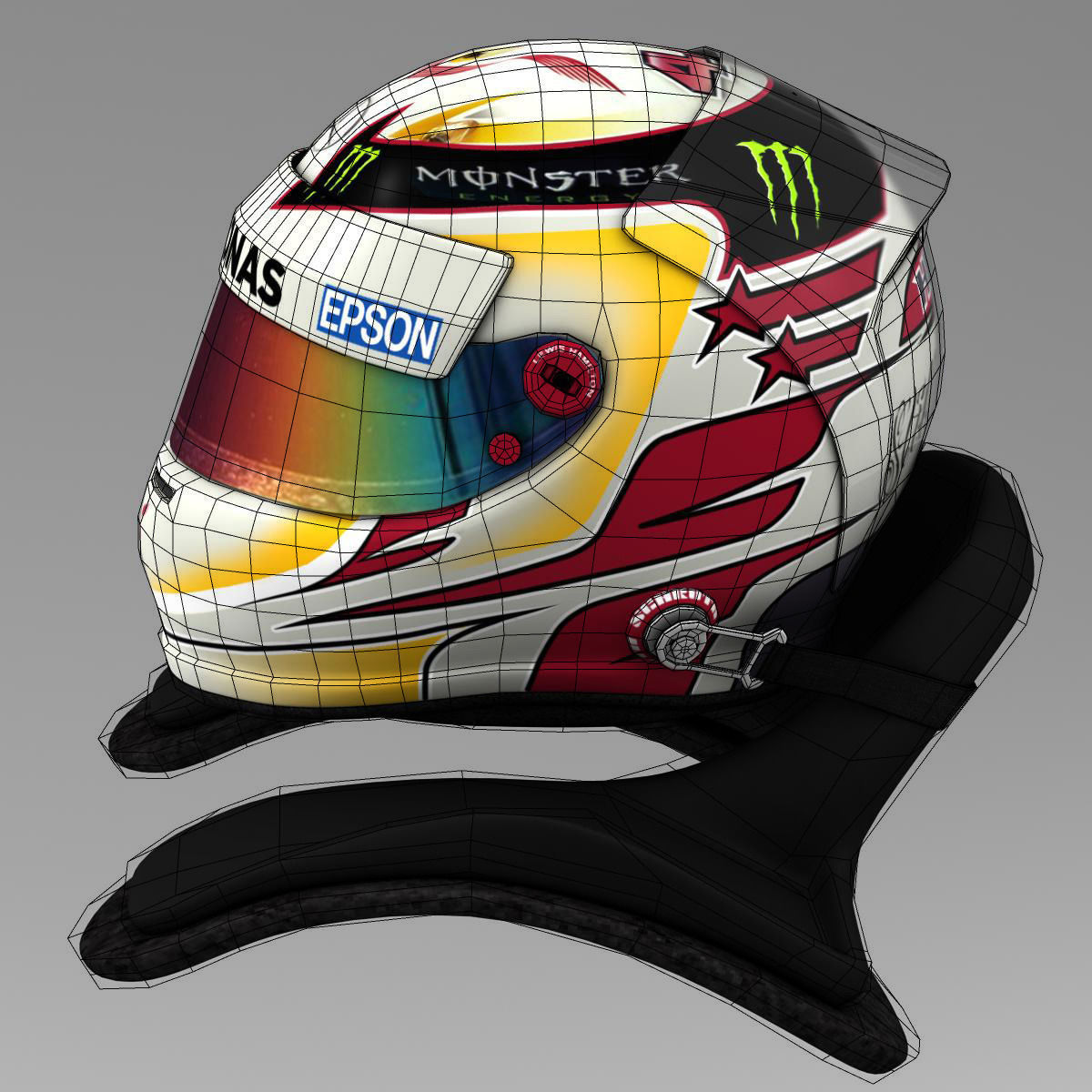 3D model Lewis Hamilton Helmet 2015 VR / AR / low-poly | CGTrader