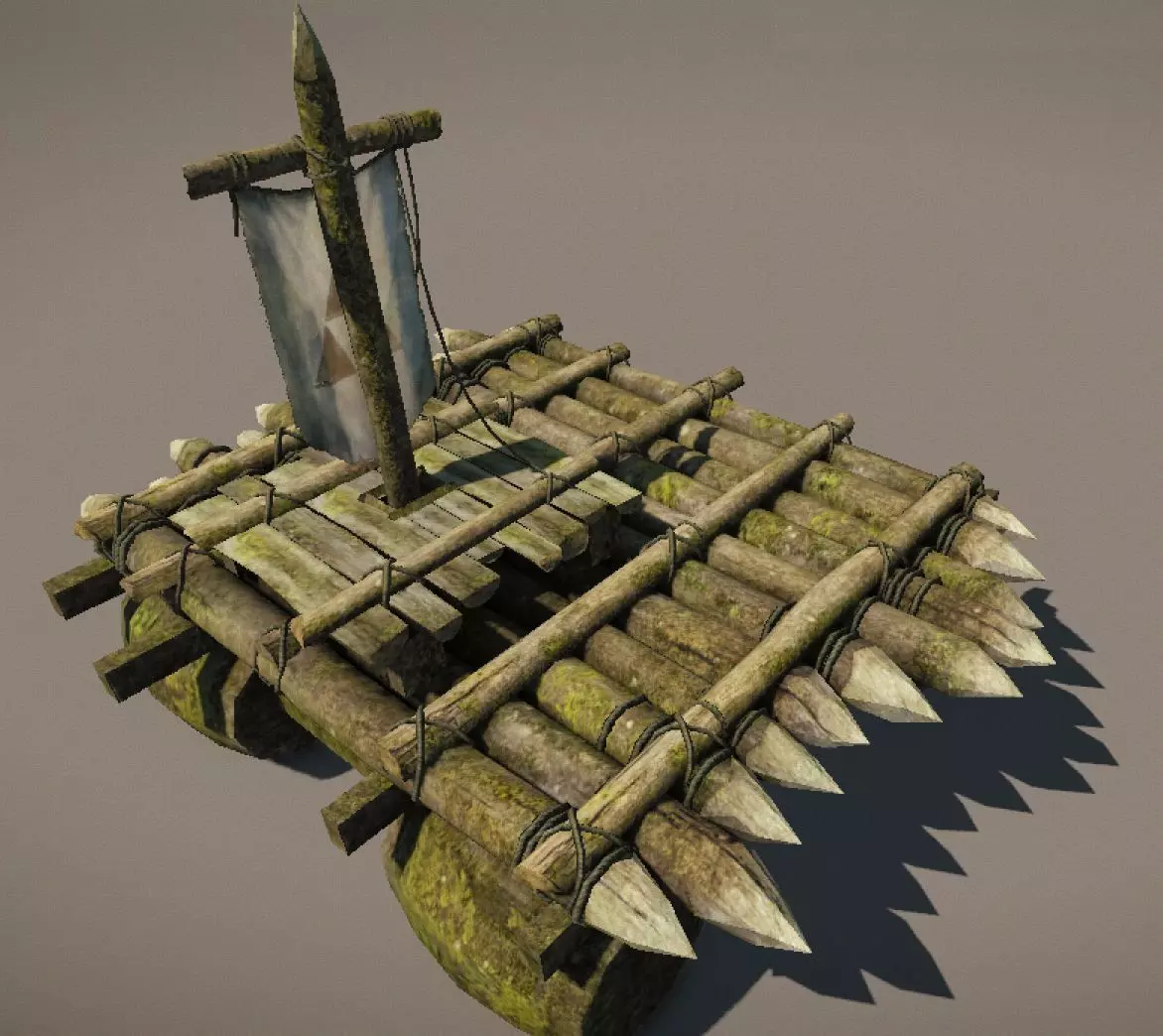 Wooden Raft model Low-poly 3D model
