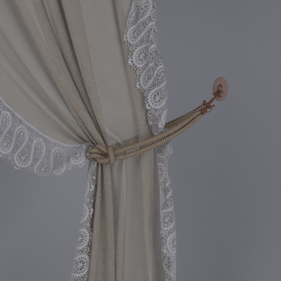 Linen Lace Curtain 3D model_6