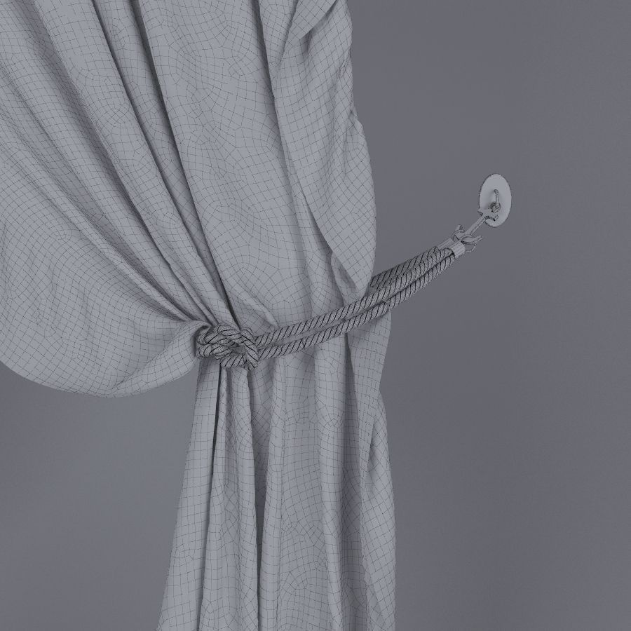 Linen Lace Curtain 3D model_8
