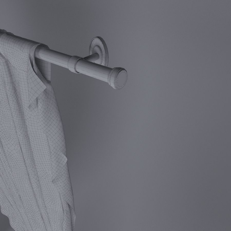 Linen Lace Curtain 3D model_5