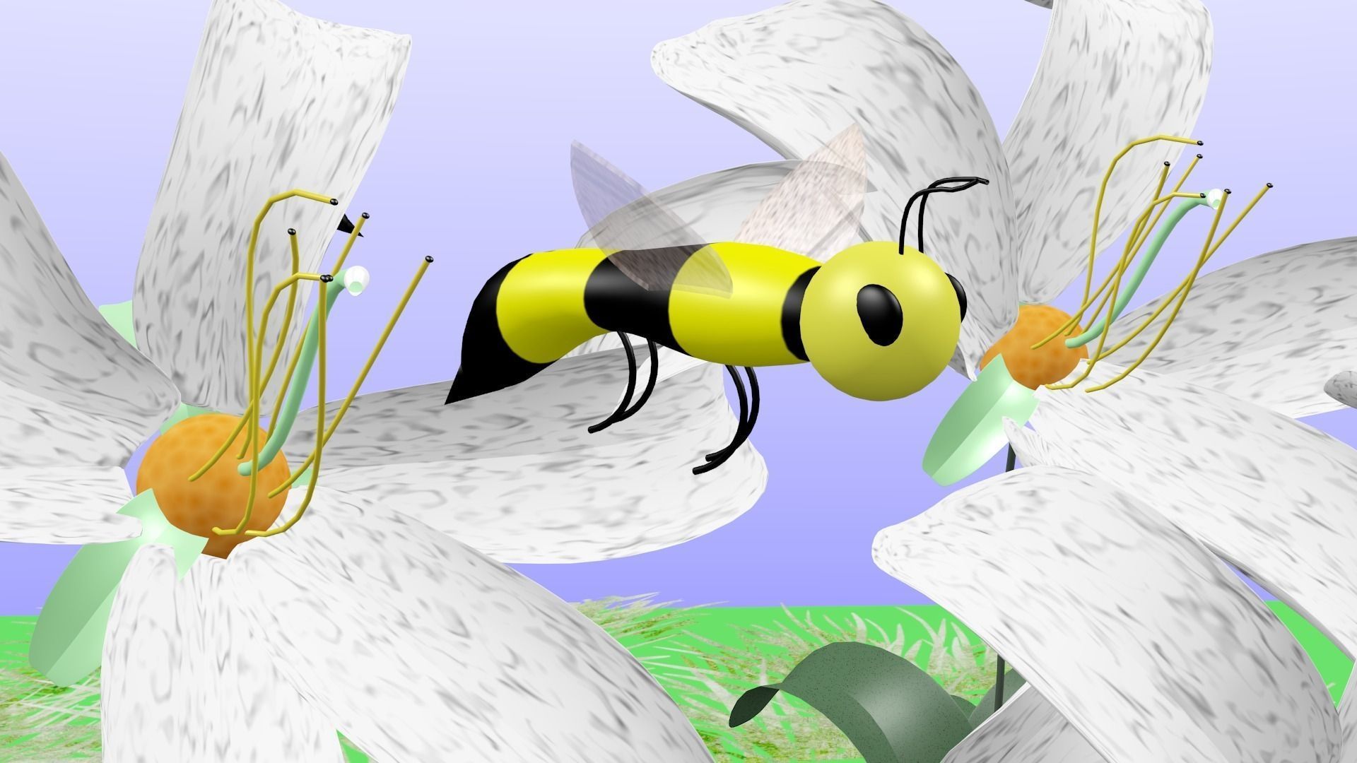 Field of white striped flowers Free 3D model_2