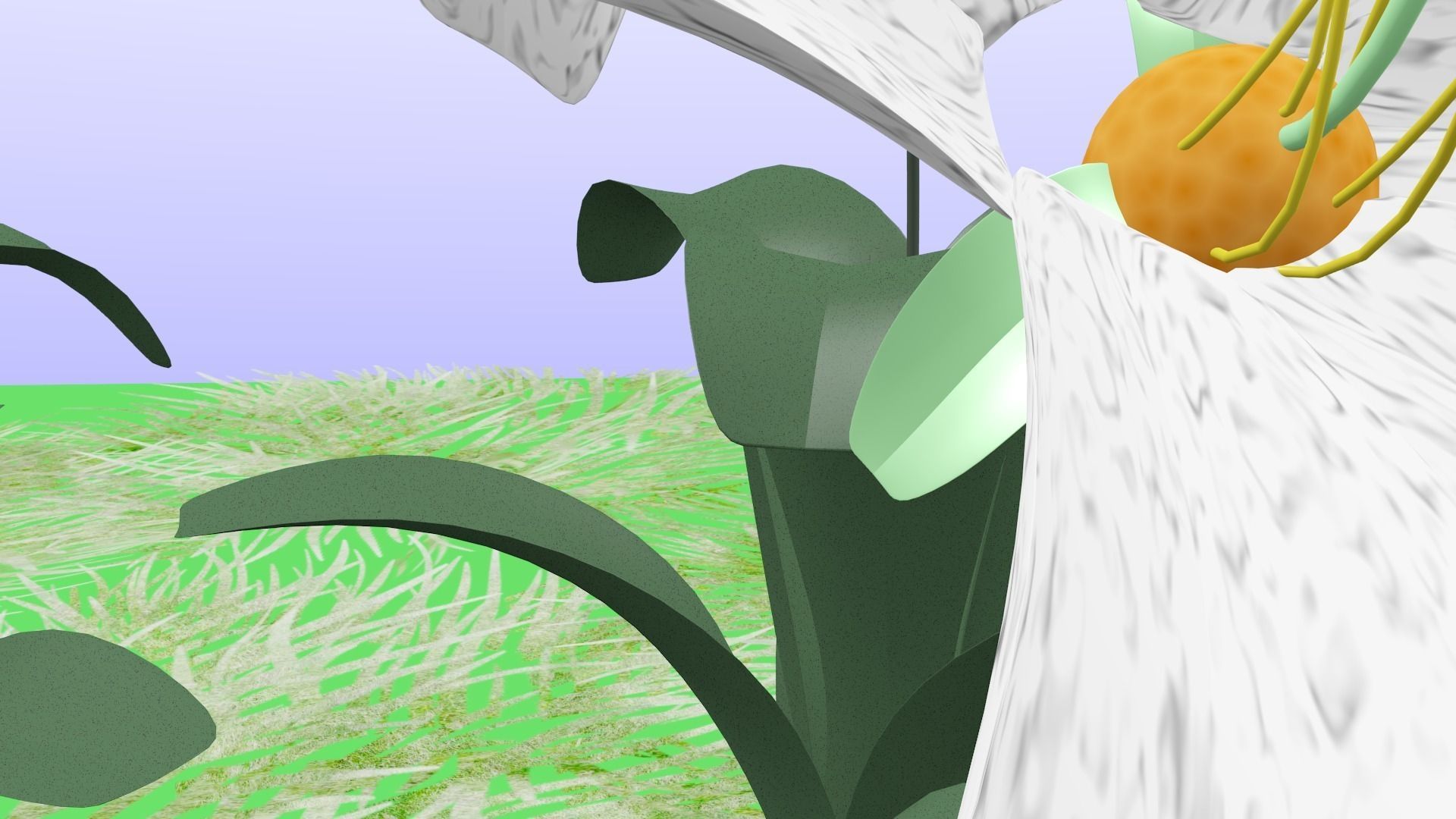 Field of white striped flowers Free 3D model_3