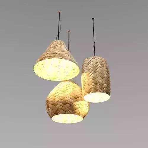 Group of weed basket lightings Free low-poly 3D model