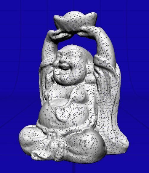 small stone carved Buddha Low-poly 3D model_1