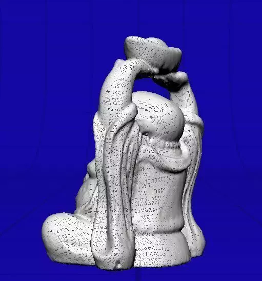 small stone carved Buddha Low-poly 3D model_0