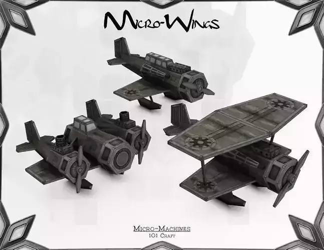 Micro-Wings magic machines - miniatures Low-poly 3D model
