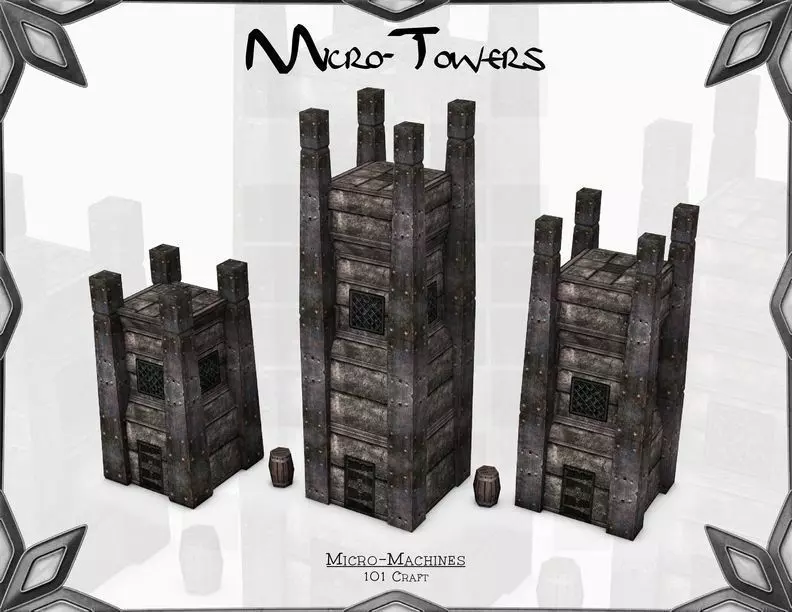 Micro-Towers mini towers Low-poly 3D model