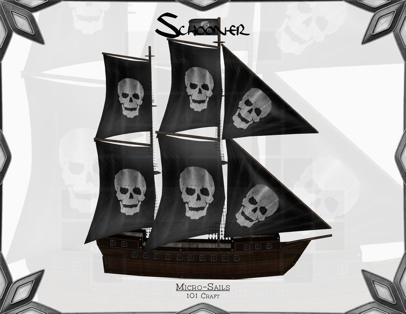 Micro-Schooners ship with two sails Low-poly 3D model_3