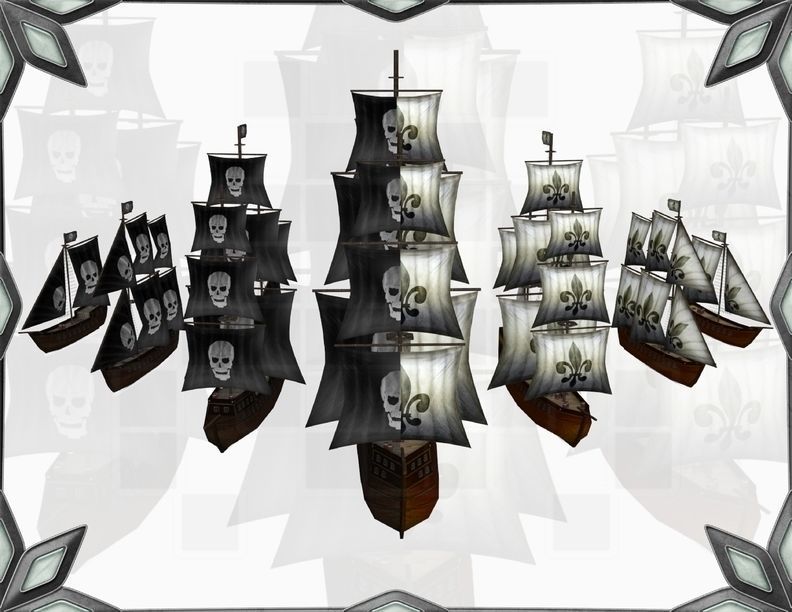 Micro-Schooners ship with two sails Low-poly 3D model_4