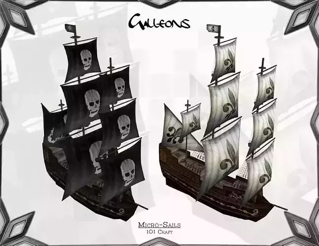 Micro-Galleons pirate ship with skulls