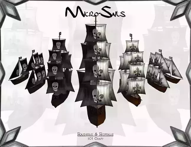 Micro-Sails pirate ships Low-poly 3D model
