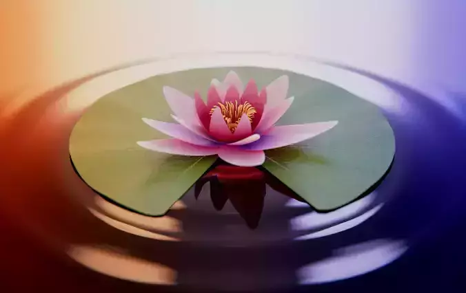 Waterlily with Leaf 3D model