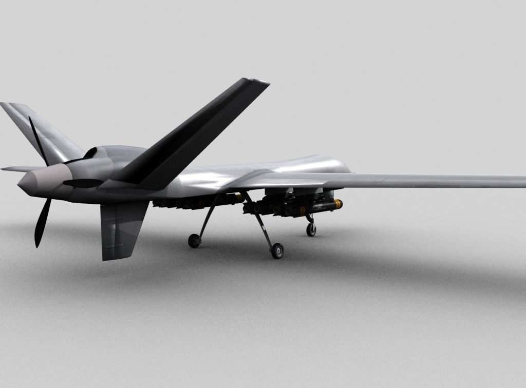MQ 9 UAV Predator Reaper Drone Low-poly 3D model_2