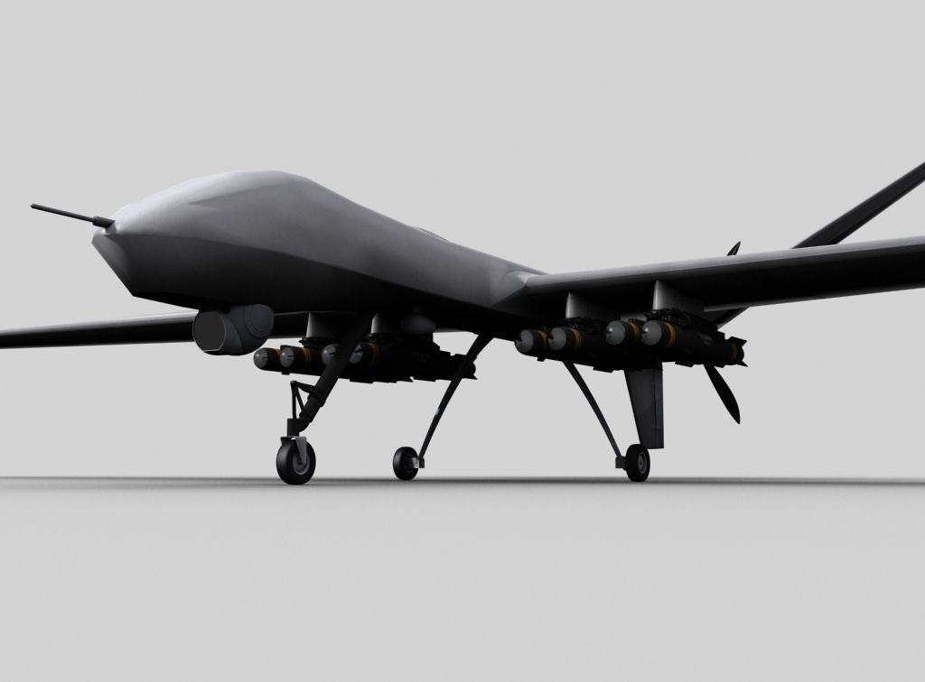 MQ 9 UAV Predator Reaper Drone Low-poly 3D model_1