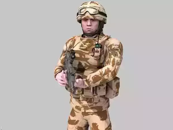 British Royal Marine Desert Rigged Soldier