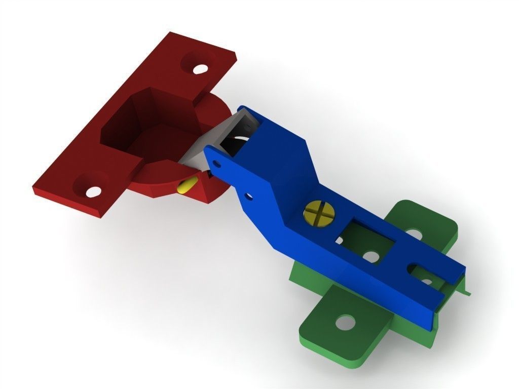 Door Concealed Hinge 100 Degree Open 3D model_1