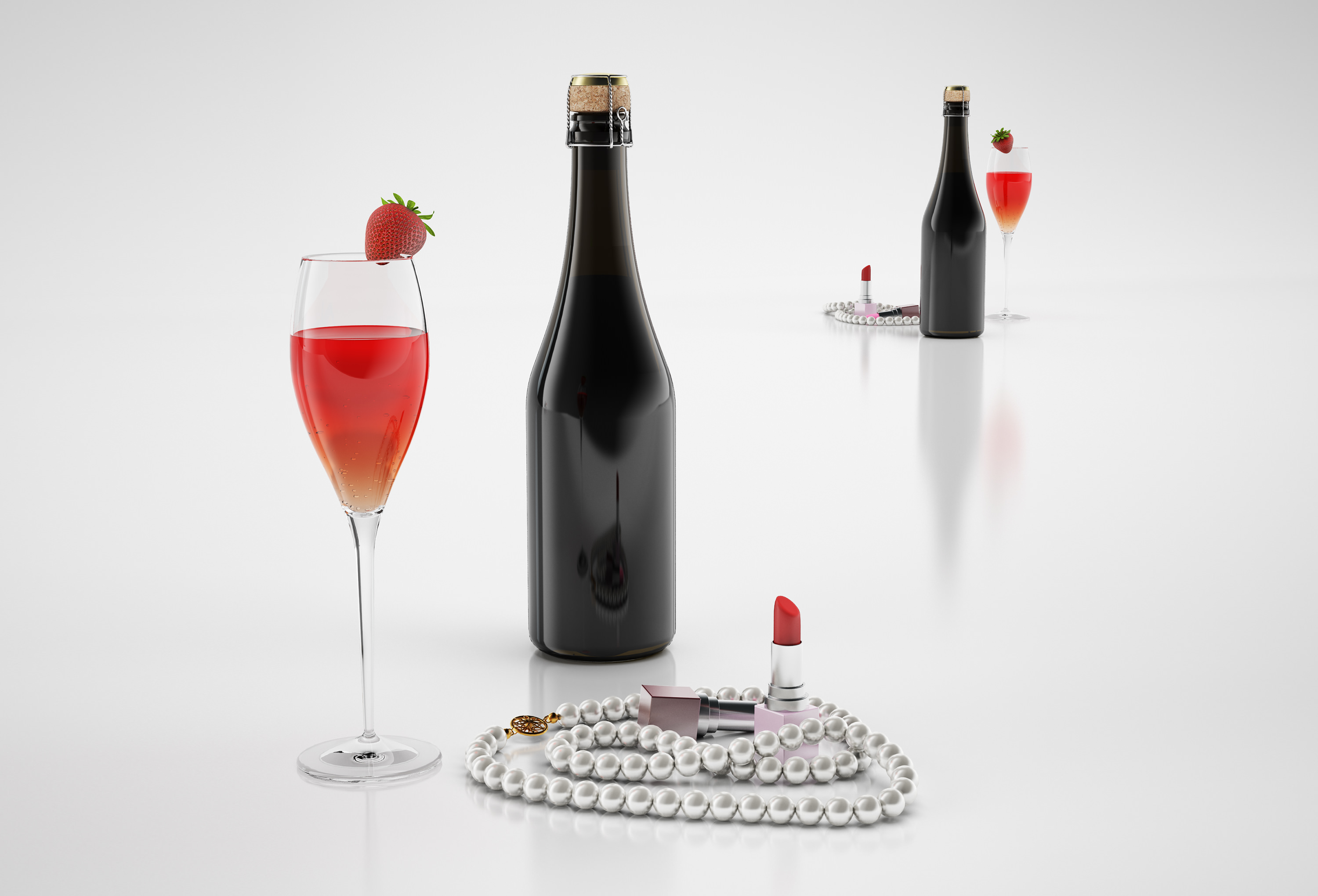 champagne 3d model