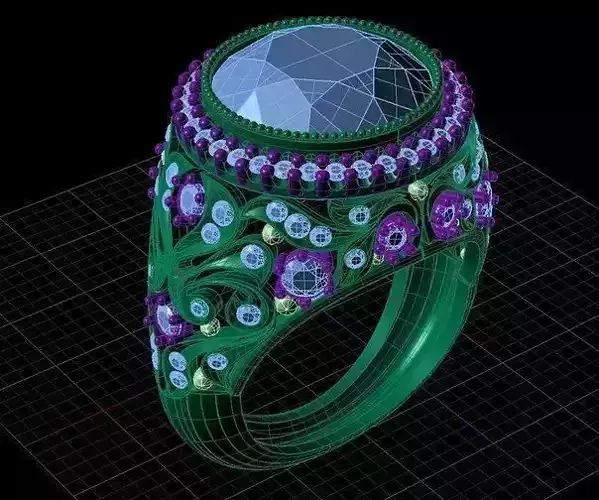 Ring with diamonds Free 3D print model