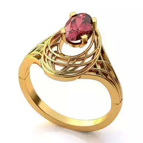Ring gold with garnet stone