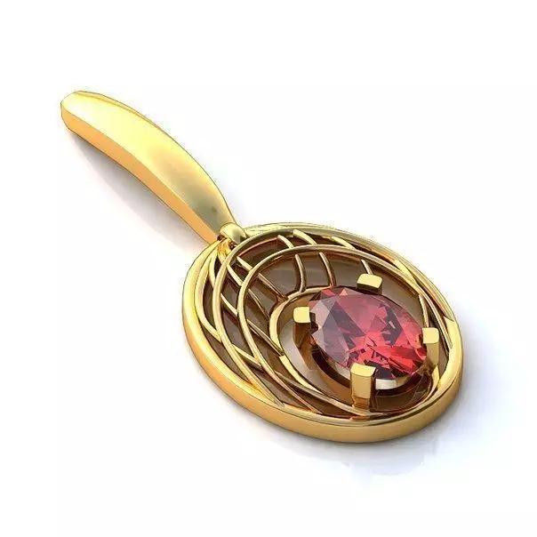 Pendant with oval 007 3D print model_0