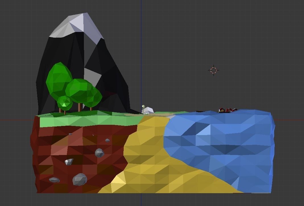 Low-poly beach island with boat Free low-poly 3D model_1