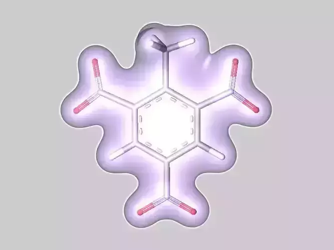 Trinitrotoluene molecule 3D model