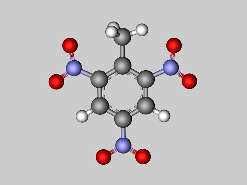 Trinitrotoluene molecule 3D model_2