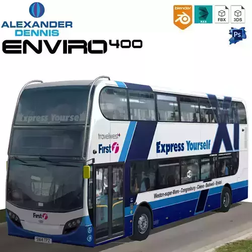 Alexander Dennis Enviro 400 First Express Low-poly 3D model
