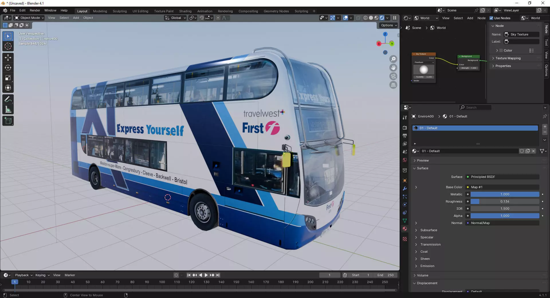 Alexander Dennis Enviro 400 First Express Low-poly 3D model_11