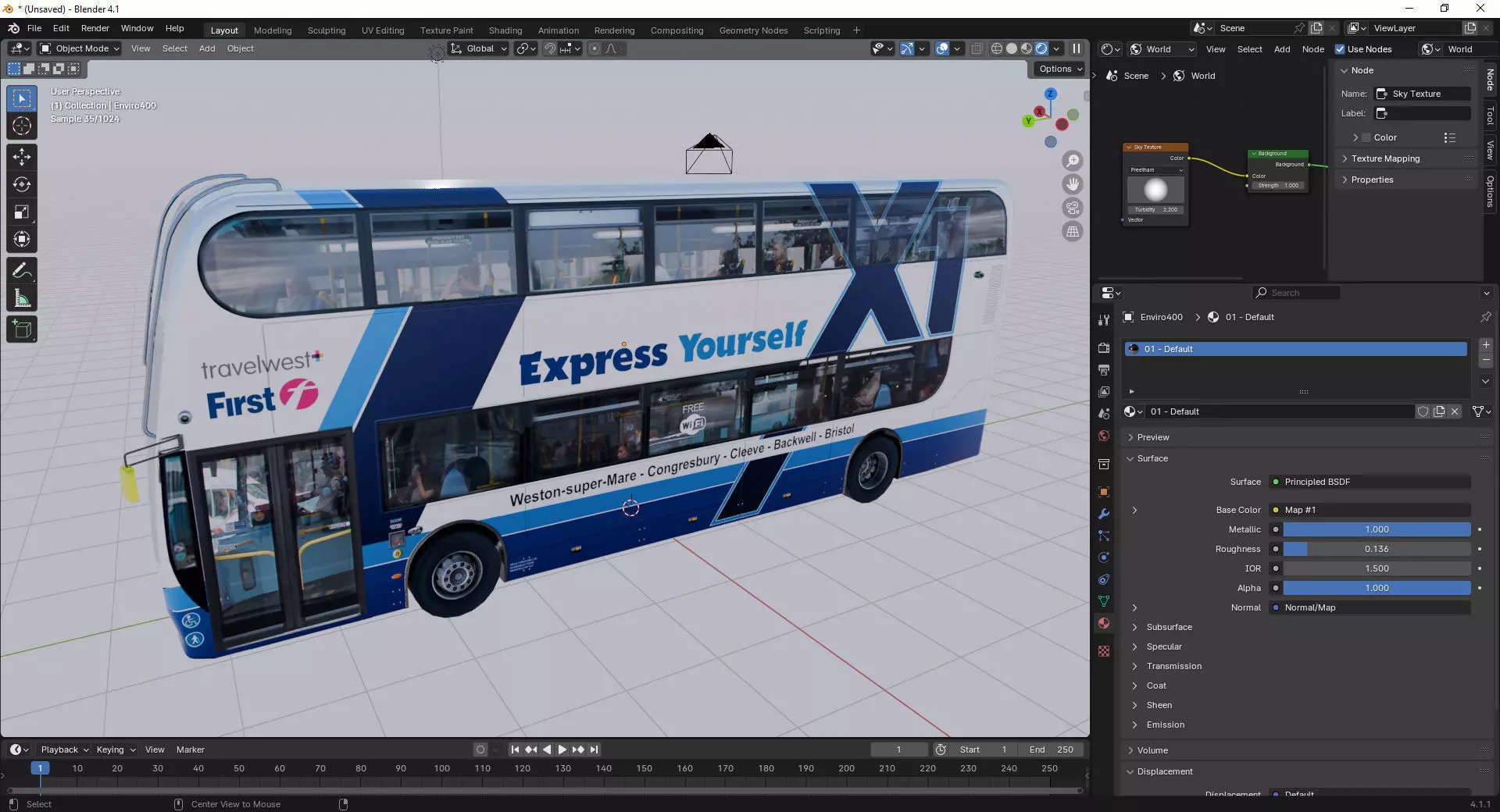 Alexander Dennis Enviro 400 First Express Low-poly 3D model_10
