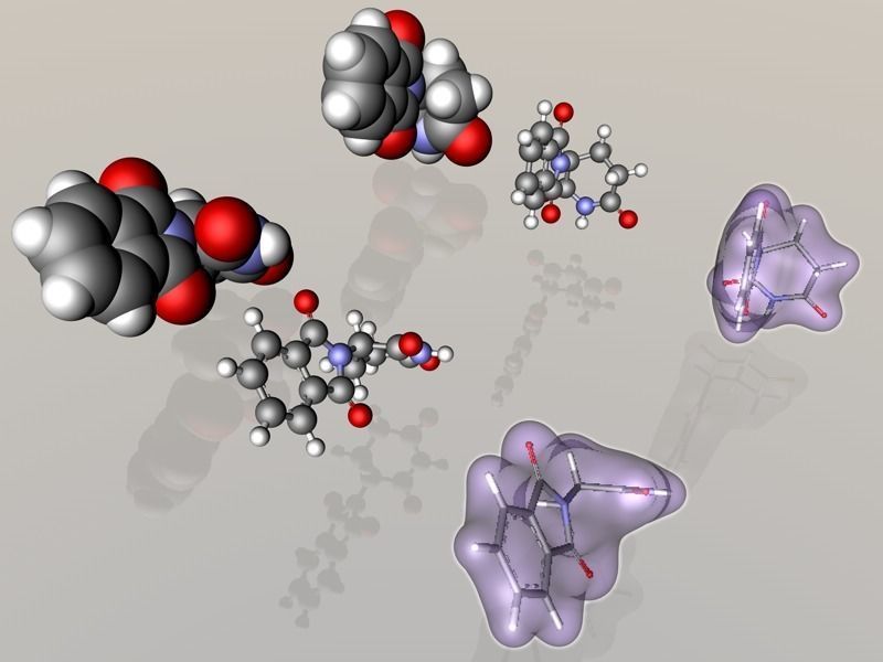 Thalidomide R- and S- enantiomer molecules 3D model_9