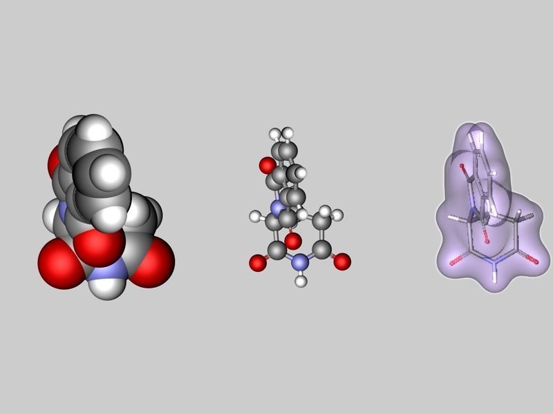Thalidomide R- and S- enantiomer molecules 3D model_8