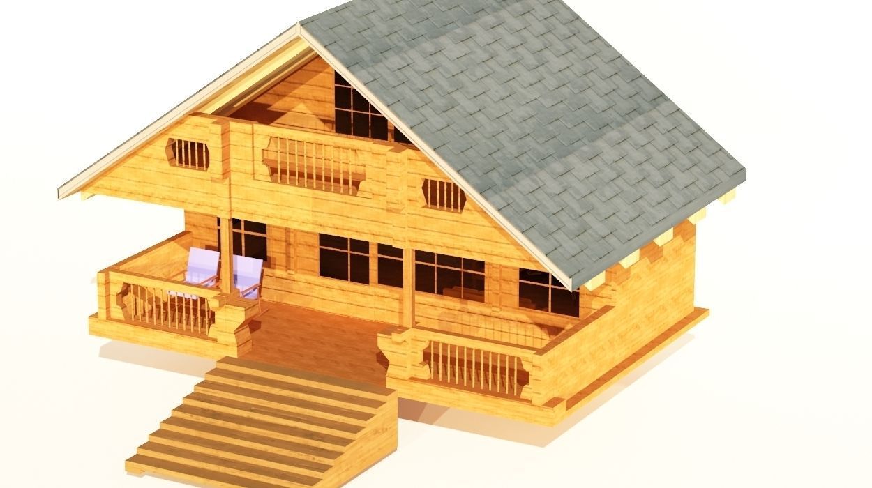 Chalet - Mountain House - Low Poly Low-poly 3D model_2