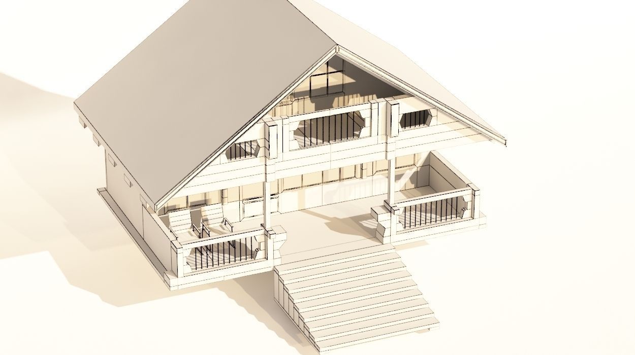 Chalet - Mountain House - Low Poly Low-poly 3D model_1