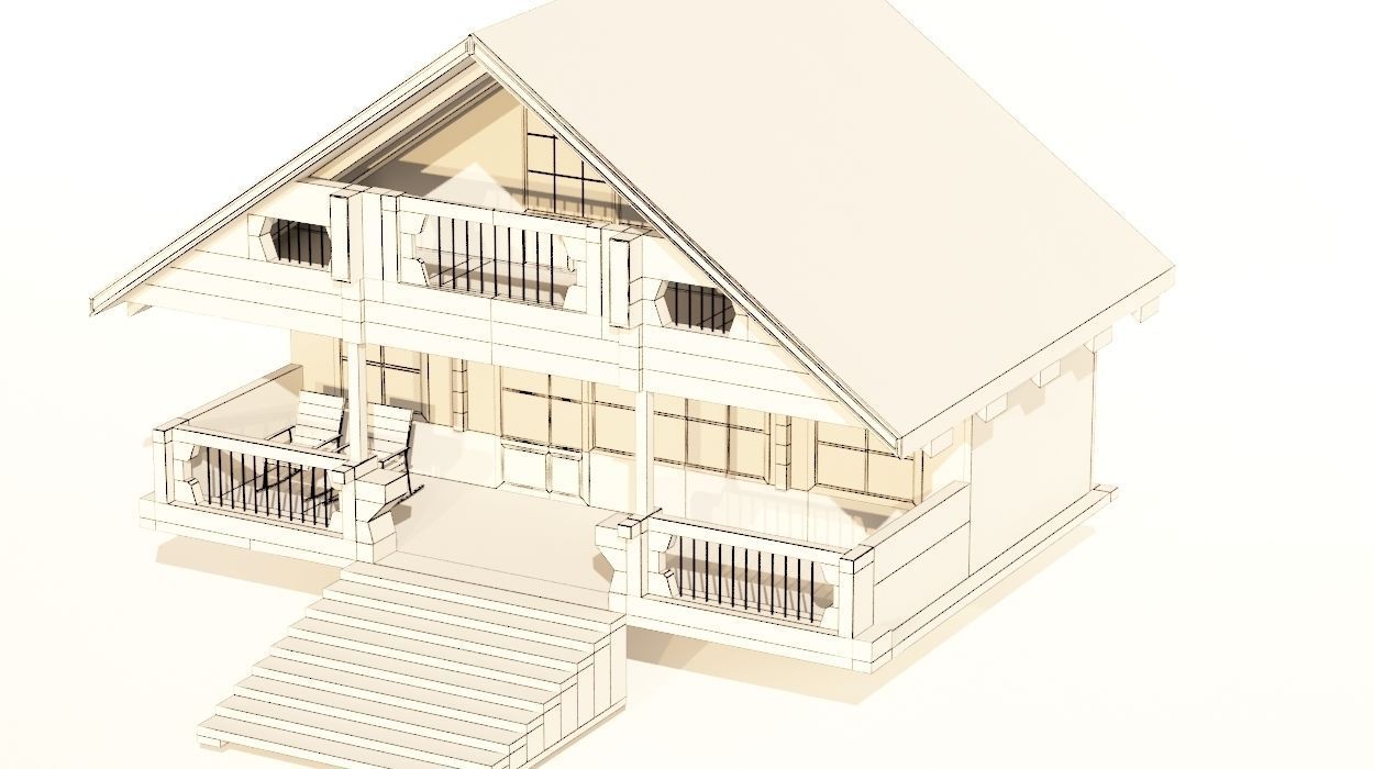 Chalet - Mountain House - Low Poly Low-poly 3D model_3