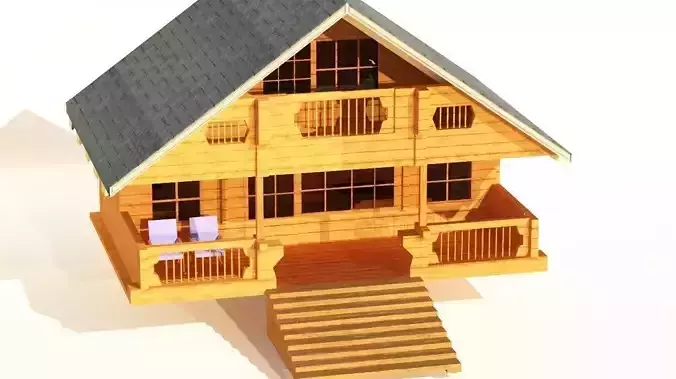Chalet - Mountain House - Low Poly Low-poly 3D model
