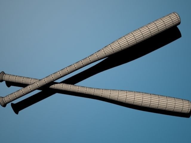 Wood Baseball Bat 3D model_1
