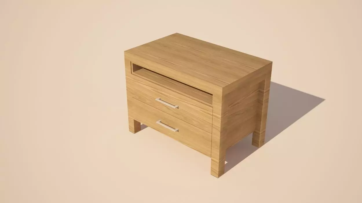 Nightstand - Low Poly bedside table 3D model_0