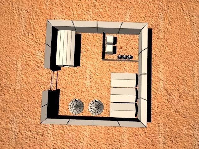 Terrain Low Poly house in desert Low-poly 3D model_3