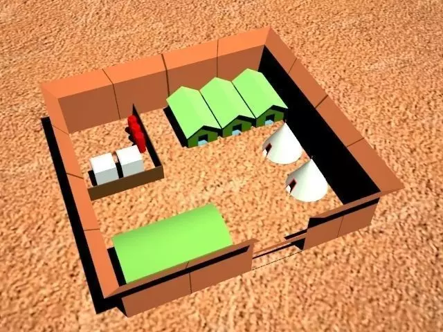 Terrain Low Poly house in desert Low-poly 3D model_0