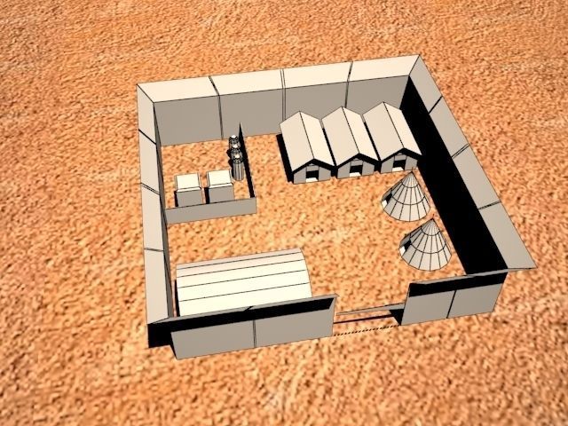 Terrain Low Poly house in desert Low-poly 3D model_1