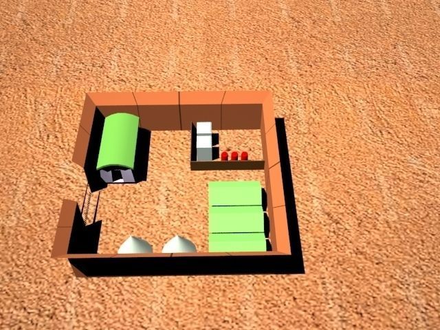 Terrain Low Poly house in desert Low-poly 3D model_4