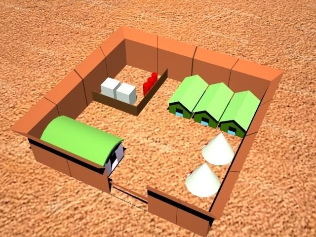 Terrain Low Poly house in desert Low-poly 3D model_2