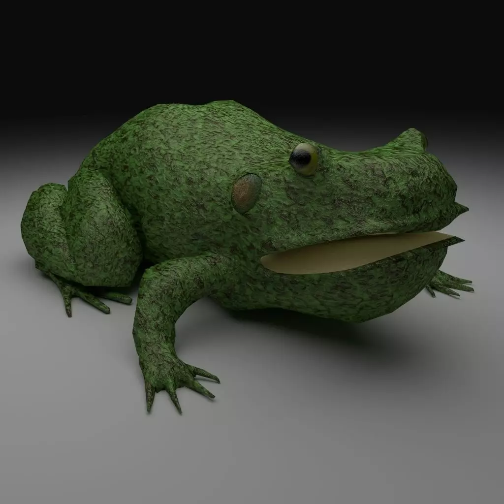 Rough Green frog - Cartoon Style Free low-poly 3D model_0
