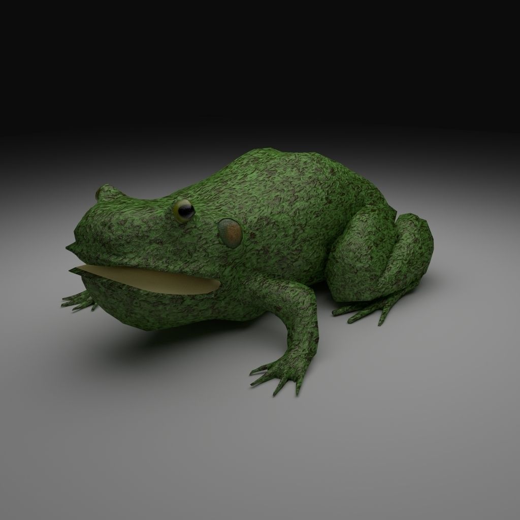 Rough Green frog - Cartoon Style Free low-poly 3D model_5