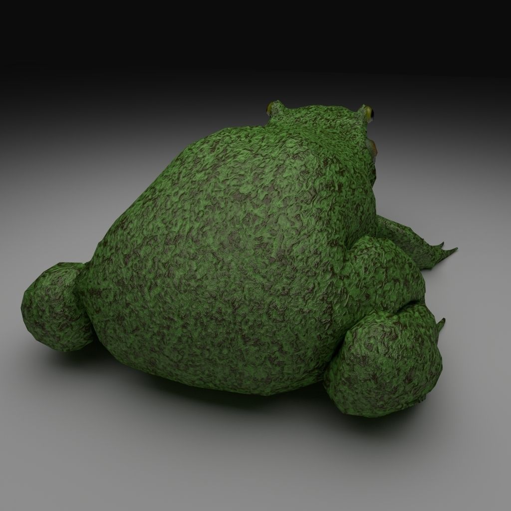 Rough Green frog - Cartoon Style Free low-poly 3D model_2